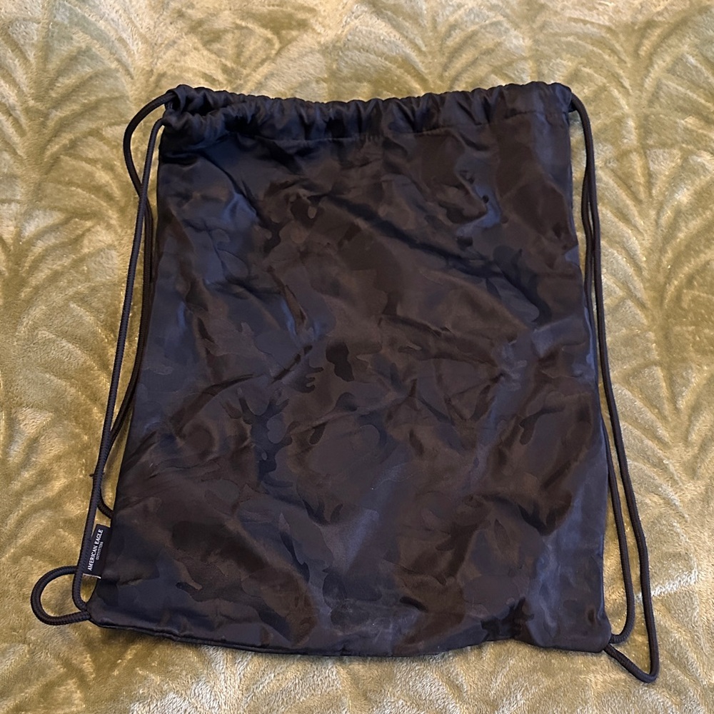 AE American Eagle Black subtle came adjustable backpack bag